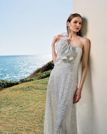 FLORAL EMBELLISHED TULLE GOWN