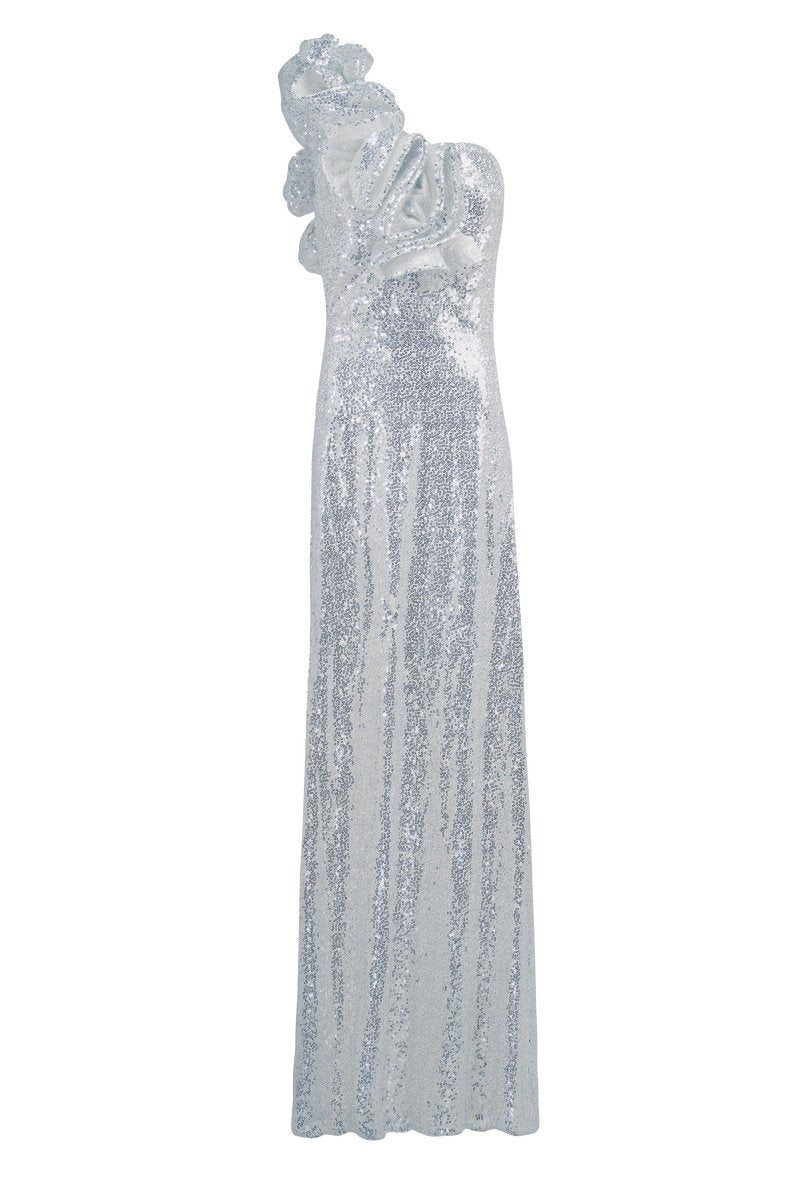 FLORAL EMBELLISHED TULLE GOWN - Nakhle.Ets - Dresses