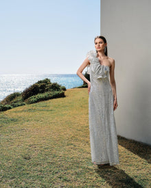 FLORAL EMBELLISHED TULLE GOWN