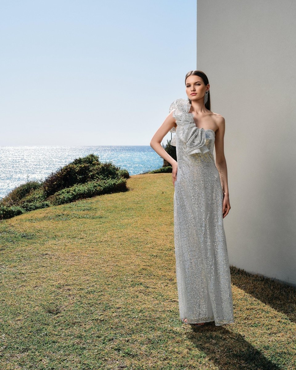 FLORAL EMBELLISHED TULLE GOWN