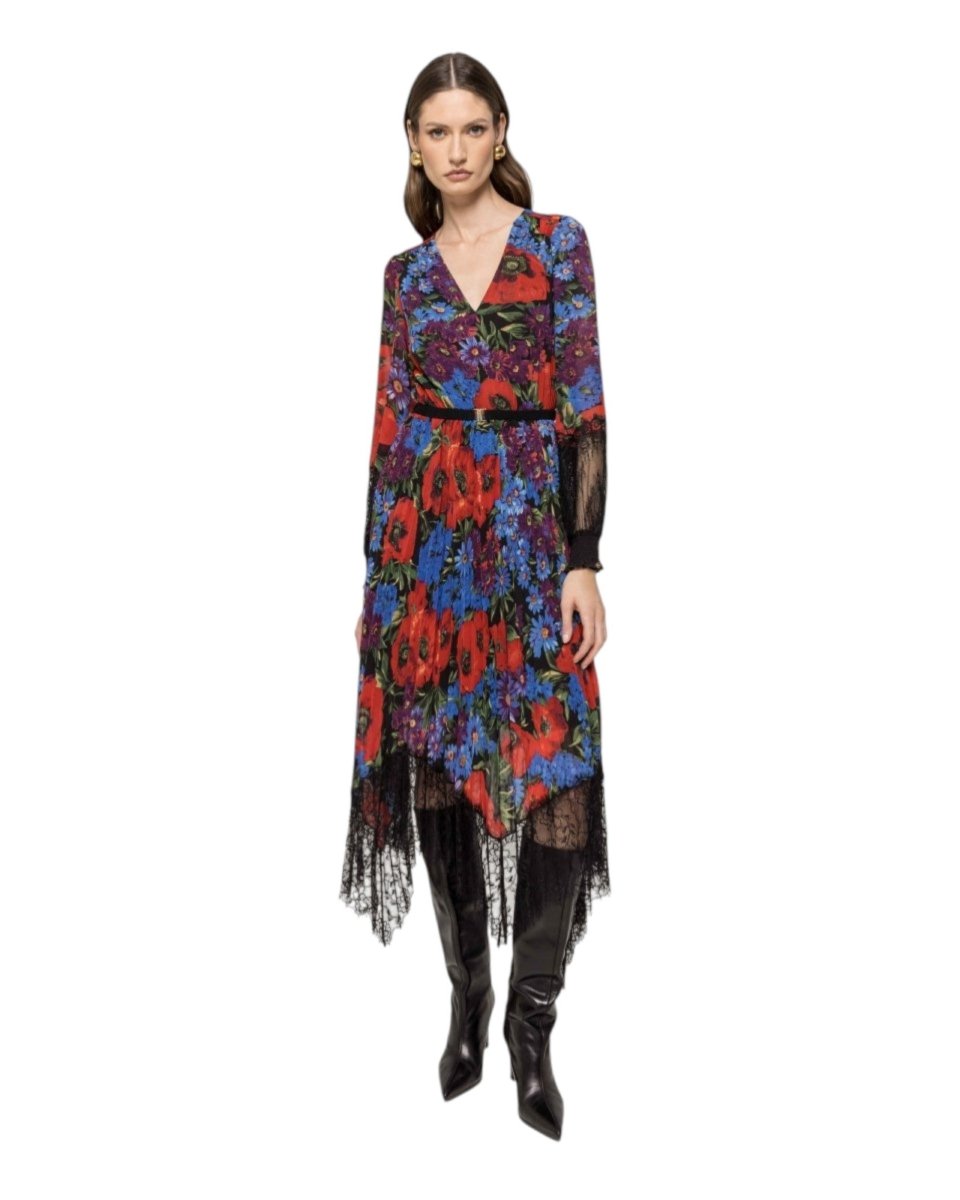 FLORAL LACE MIDI DRESS