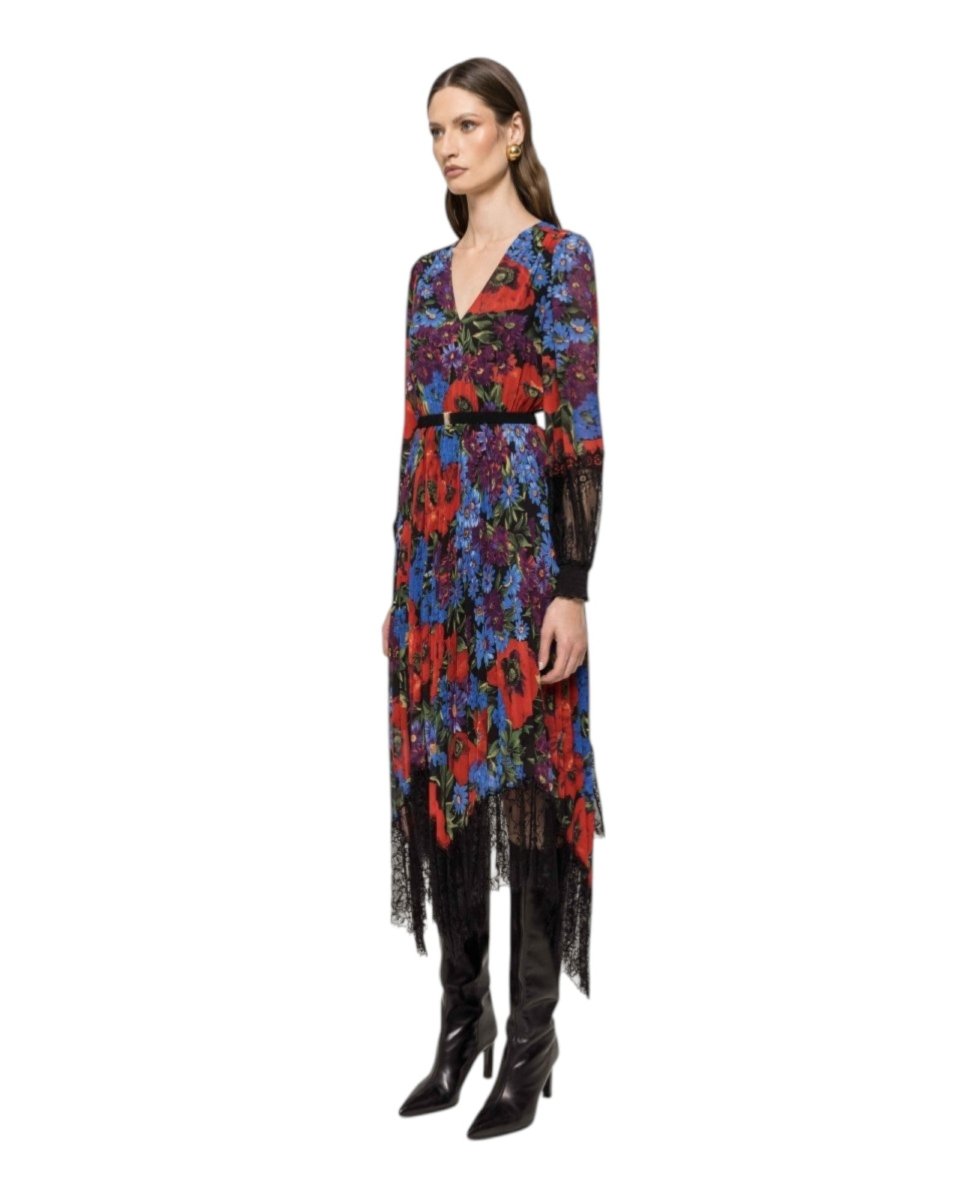 FLORAL LACE MIDI DRESS - Nakhle.Ets - Dresses