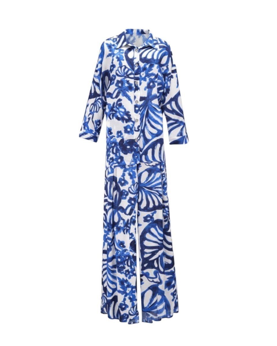 FLORAL PRINT BLOUSE AND PANTS SET