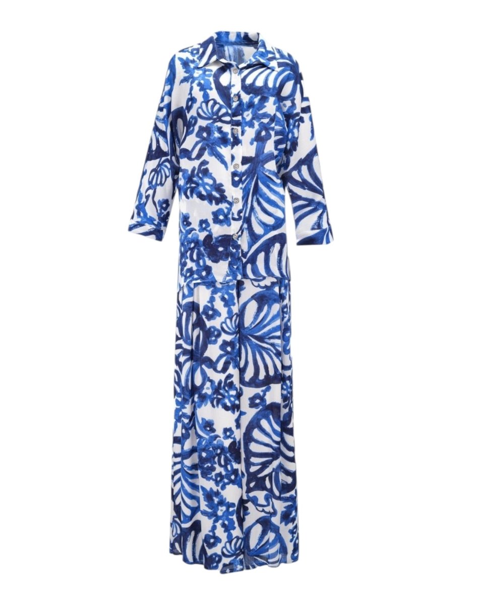 FLORAL PRINT BLOUSE AND PANTS SET - Nakhle.Ets - ensemble