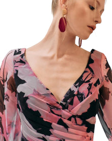FLORAL PRINT CHIFFON GOWN