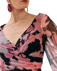 FLORAL PRINT CHIFFON GOWN