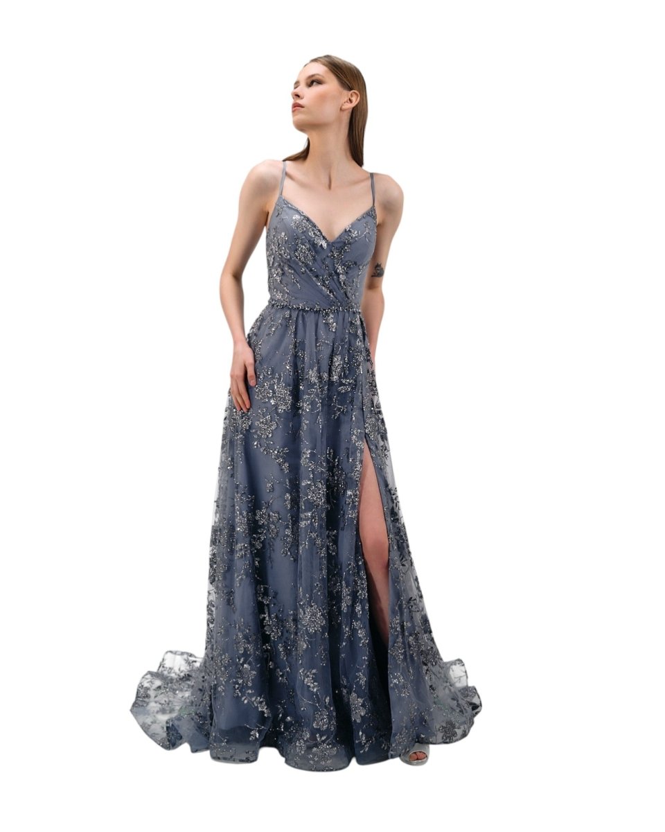 FLORAL SEQUIN EMBELLISHED GOWN