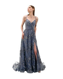 FLORAL SEQUIN EMBELLISHED GOWN