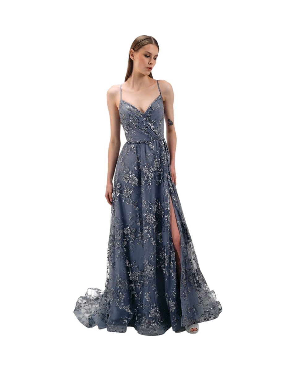 FLORAL SEQUIN EMBELLISHED GOWN