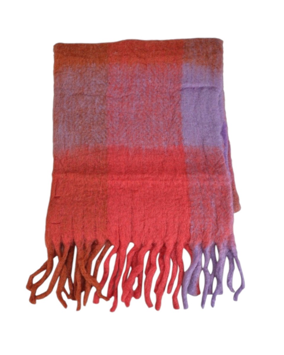 FRINGED PLAID SCARF