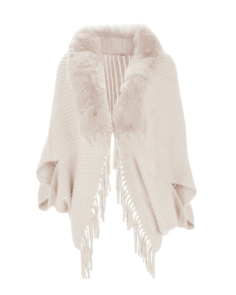 FUR - TRIM KNIT SHAWL - Nakhle.Ets - Jackets