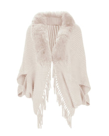 FUR-TRIM KNIT SHAWL