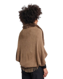 FUR-TRIM KNIT SHAWL