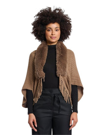 FUR-TRIM KNIT SHAWL