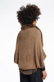 FUR - TRIM KNIT SHAWL