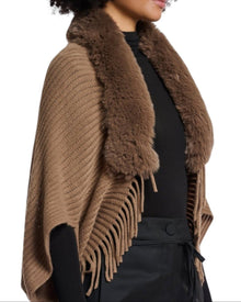 FUR-TRIM KNIT SHAWL
