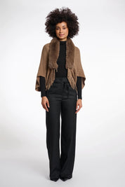 FUR - TRIM KNIT SHAWL