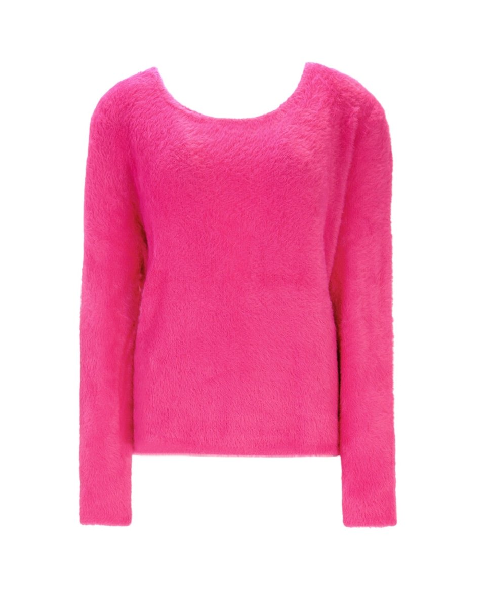 FUZZY WIDE-NECK SWEATER