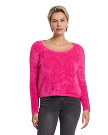 FUZZY WIDE-NECK SWEATER
