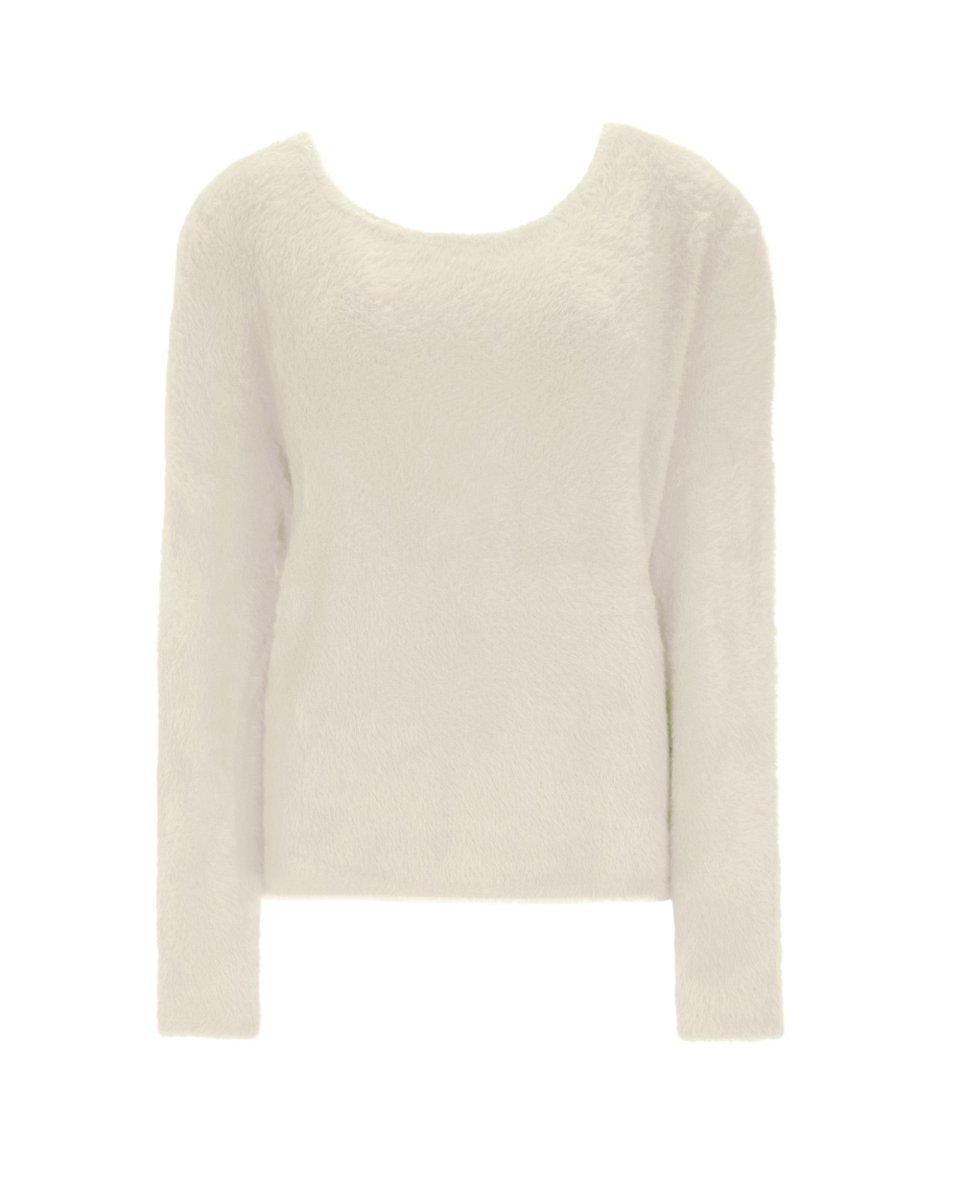 FUZZY WIDE - NECK SWEATER 