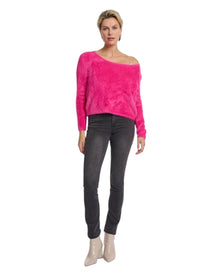 FUZZY WIDE-NECK SWEATER