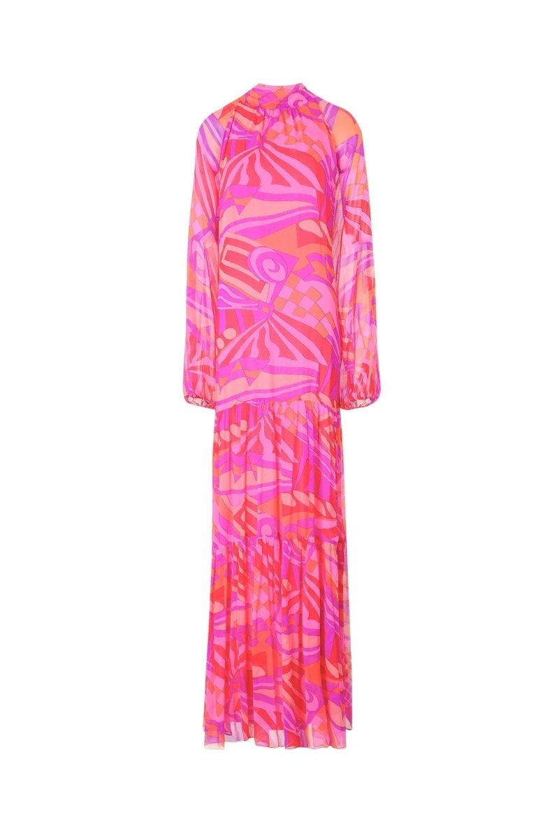 GEOMETRIC PRINT FLUID MAXI DRESS - Nakhle.Ets - Dresses