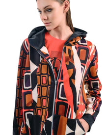 GEOMETRIC PRINT HOODED JACKET