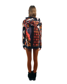 GEOMETRIC PRINT HOODED JACKET