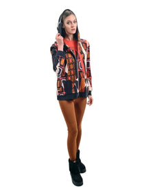 GEOMETRIC PRINT HOODED JACKET