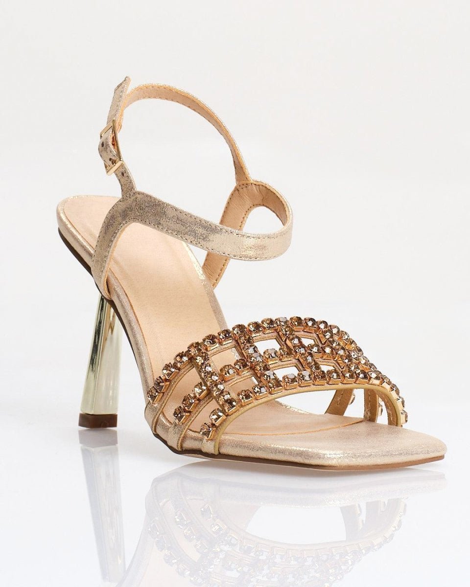 GLAM BLOCK RHINESTONE HEELS