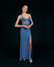 GLITTER CORSET DRAPED GOWN - Nakhle.Ets - Dresses