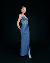 GLITTER CORSET DRAPED GOWN - Nakhle.Ets - Dresses