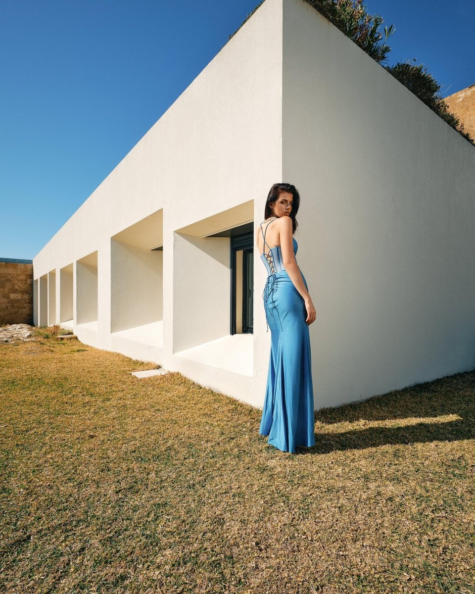 GLITTER CORSET DRAPED GOWN - Nakhle.Ets - Dresses