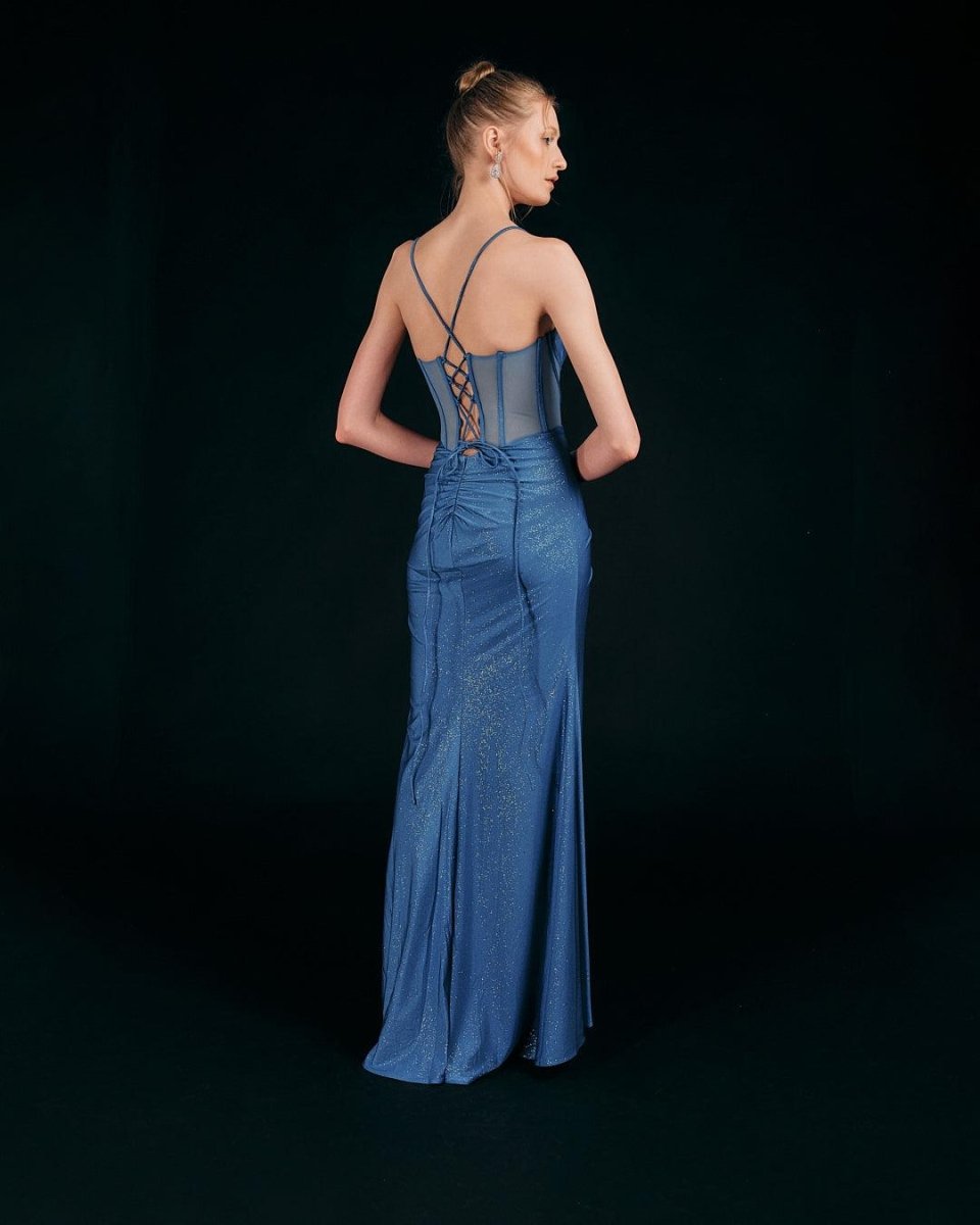 GLITTER CORSET DRAPED GOWN - Nakhle.Ets - Dresses