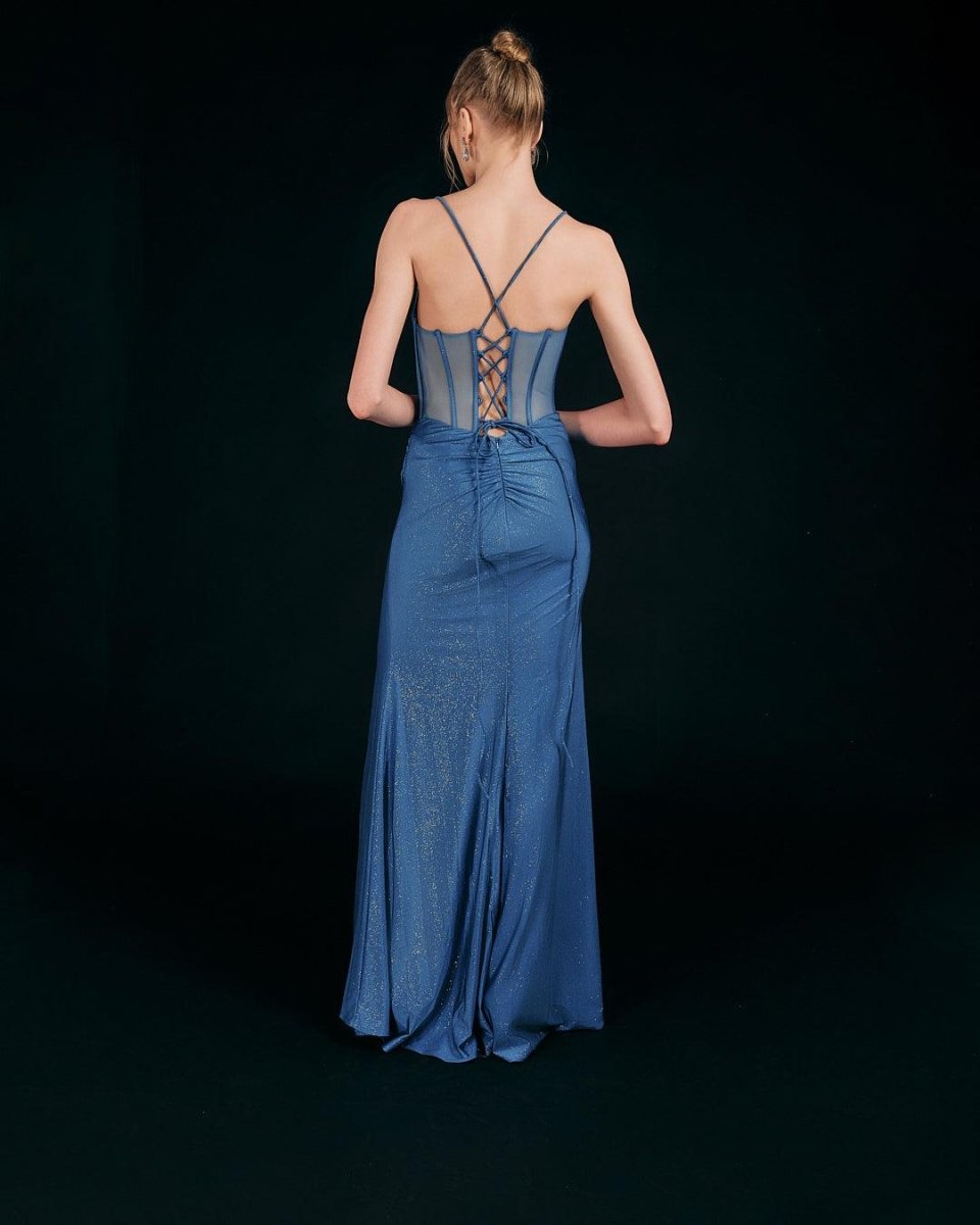 GLITTER CORSET DRAPED GOWN - Nakhle.Ets - Dresses