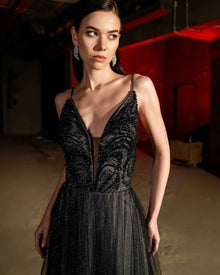 GLITTER TULLE A-LINE GOWN