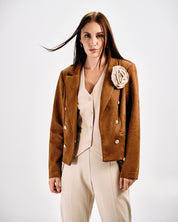 DOUBLE-BREASTED SUEDE BLAZER
