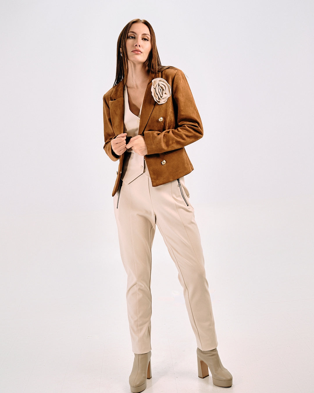 DOUBLE-BREASTED SUEDE BLAZER