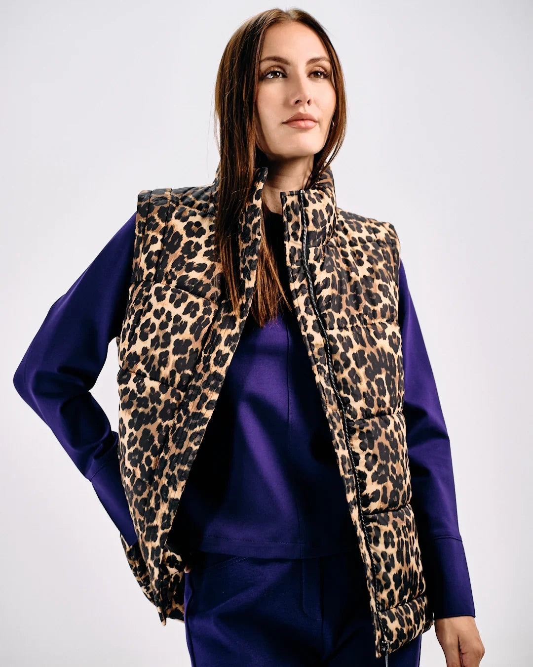 LEOPARD PRINT PUFFER VEST