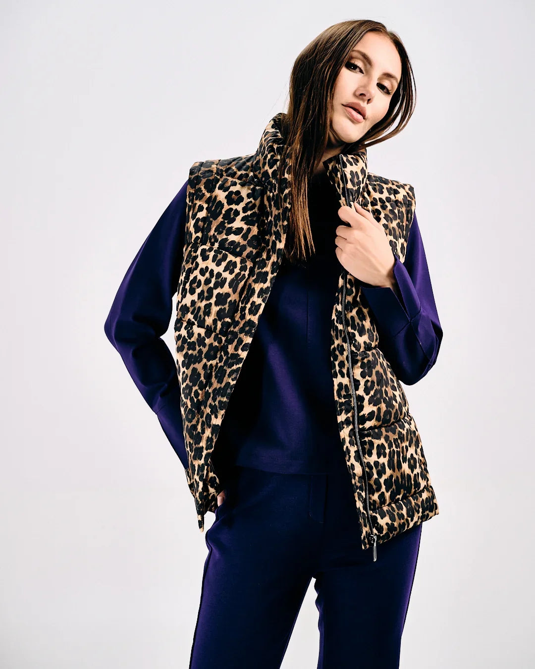 LEOPARD PRINT PUFFER VEST