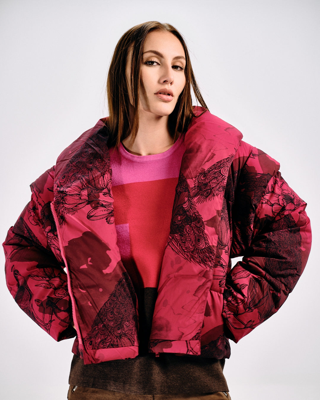 FLORAL PRINT PUFFER JACKET