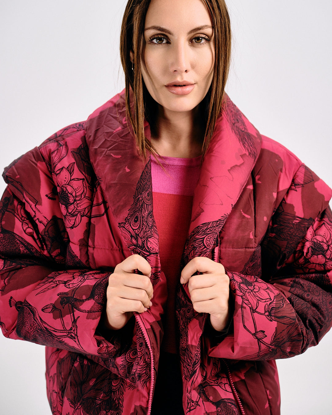 FLORAL PRINT PUFFER JACKET
