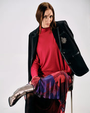 PLEATED ABSTRACT PRINT SKIRT