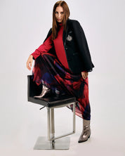 PLEATED ABSTRACT PRINT SKIRT