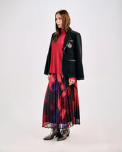 PLEATED ABSTRACT PRINT SKIRT