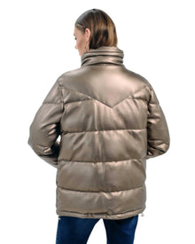 GOLD PUFFER JACKET WITH HIGH COLLAR