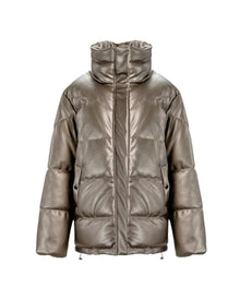 GOLD PUFFER JACKET WITH HIGH COLLAR