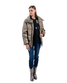 GOLD PUFFER JACKET WITH HIGH COLLAR