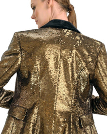 GOLD SEQUIN DOUBLE-BREASTED BLAZER