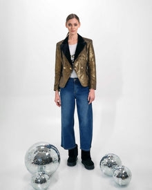 GOLD SEQUIN DOUBLE-BREASTED BLAZER